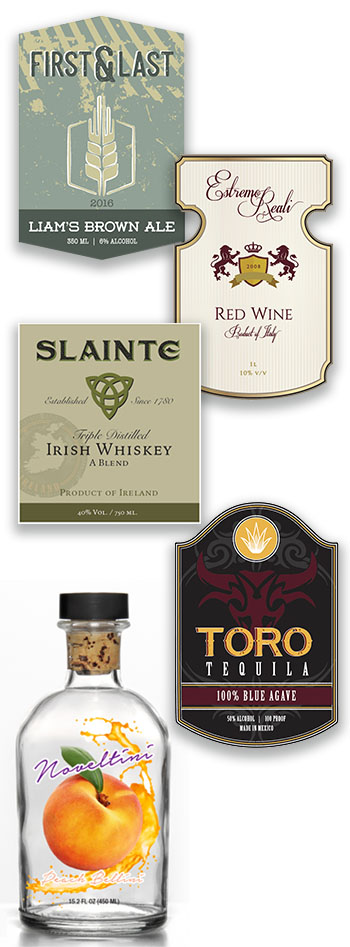 wine, liquor and beverage labels