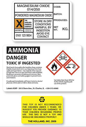 chemical and warning labels